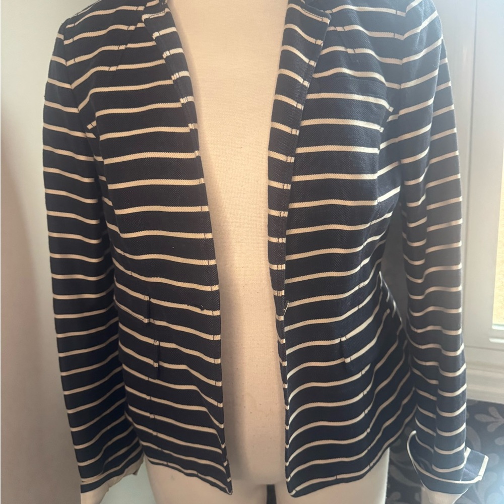 Striped Navy and White Banana Republic Women's blazer